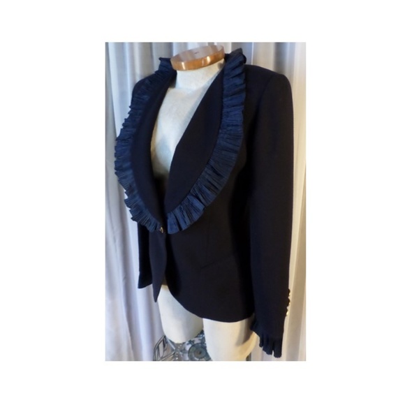 NEW Christian Dior 2 Elegant Black Silk Wool Small - Picture 3 of 8